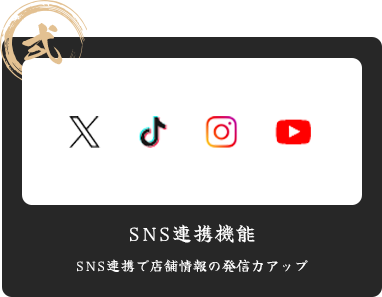 弐 SNS連携機能 SNS連携で店舗情報の発信力アップ